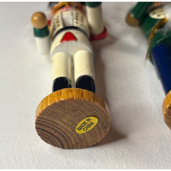 Set Of 4 Vintage Wooden Nutcracker Toy Soldier Christmas Ornaments With Beards - Picture 6 of 11